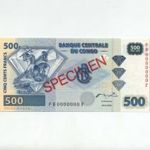 Конго 500 франков 2002 г. Образец