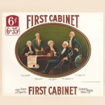 Этикетка от коробки для сигар «First Cabinet». Нью-Йорк, Бруклин. Начало XX в.