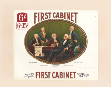 Этикетка от коробки для сигар «First Cabinet». Нью-Йорк, Бруклин. Начало XX в.