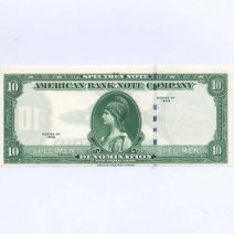 США. Компания American Bank Note Company. Тестовая банкнота 10 denomination 1929 г.