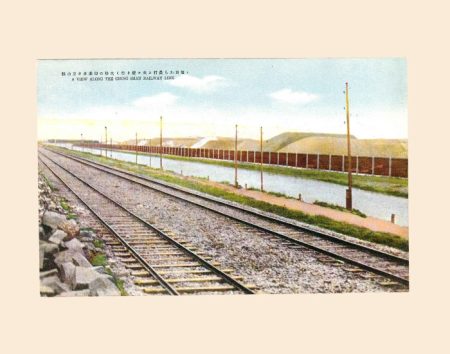 Китай. A view along the ching shan railway line. (Вид вдоль железнодорожной линии Чинг Шан) Изд: Япония. 1914 г.