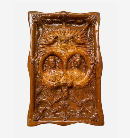 Изразец печной (глазурованный). Выполнен на венчание Императорской семьи в 1896 г. в Москве