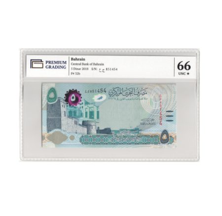 б 1177 Бахрейн 5 динаров 2018 г. Слаб PG 66