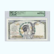Франция 5000 франков 1939 г. Слаб PCGS 66PPQ