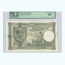 Бельгия 1000 франков 1943 г. Слаб PCGC 64.