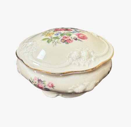 ф 1421 (2) Шкатулка фарфоровая (сахарница) с крышкой Розенталь / Rosenthal Thomas Bavaria Elfenbein. Германия, Бавария 1939–1950-е гг.