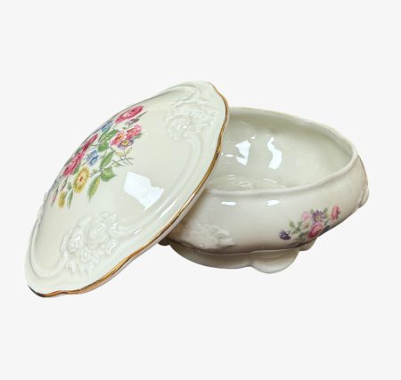 ф 1421 (4) Шкатулка фарфоровая (сахарница) с крышкой Розенталь / Rosenthal Thomas Bavaria Elfenbein. Германия, Бавария 1939–1950-е гг.
