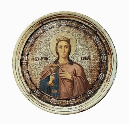 Икона "Святая великомученица Варвара". Надвратная. Предположительно, список с иконы XVI в. Российская Империя XIX в.