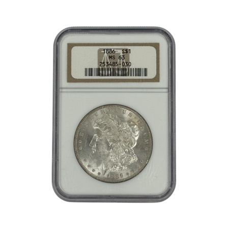 США 1 доллар 1886 г. «Доллар Моргана» Слаб NGC MS 63