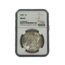 США 1 доллар 1887 г. «Доллар Моргана» Слаб NGC MS 63