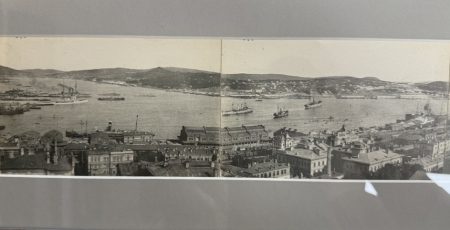 ин 1620 (2) Панорама из 6 оригинальных открыток "Общий вид г. Владивосток". С высоты птичьего полета. Изд. Япония до 1920 г.