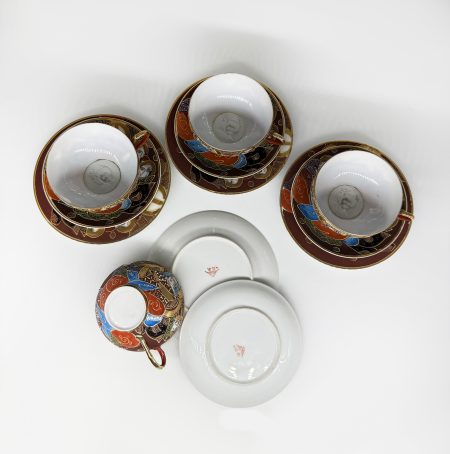 мф 1168 (1) Чайное трио (Чашка с блюдцем) "Самураи" с литофанией. Япония, ХХ в.