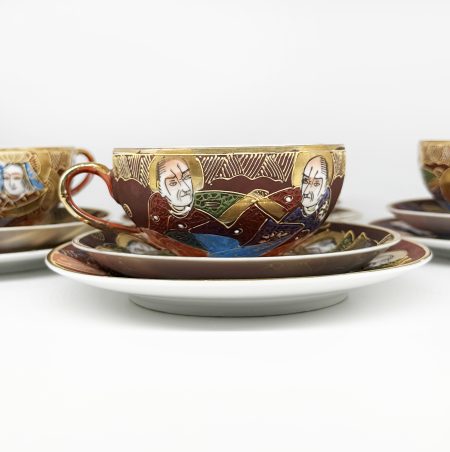 мф 1168 (3) Чайное трио (Чашка с блюдцем) "Самураи" с литофанией. Япония, ХХ в.