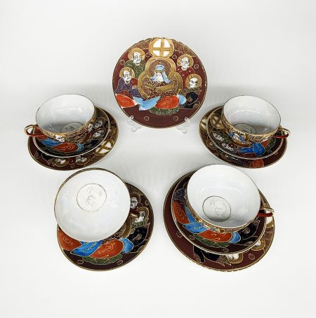 мф 1168 (6) Чайное трио (Чашка с блюдцем) "Самураи" с литофанией. Япония, ХХ в.