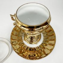 Бокал чайный (кружка) с крышкой и блюдцем "Самовар". Т-ва Кузнецова, Дмитров. Российская Империя 1891-1917 гг.