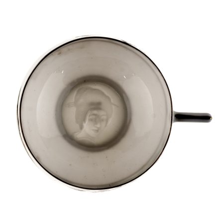 ф 1842-6 Чайное трио "Дровосек". Литофания с портретом гейши. Япония 1965-е гг.