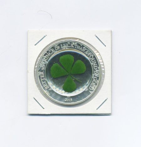 Республика Палау 5 долларов 2013 год. Унция удачи. “BETTER AN OUNCE OF LUCK THAN A POUND OF GOLD”