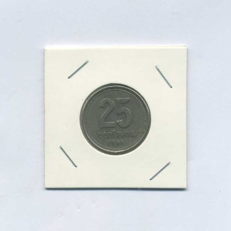 Аргентина. 25 сентаво 1994. Медь/никель. Монетный двор: Casa de Moneda, Буэнос-Айрес