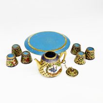 Набор чайный сувенирный мини "Павлины" в технике клуазоне. Китай, 1970-1980 гг.