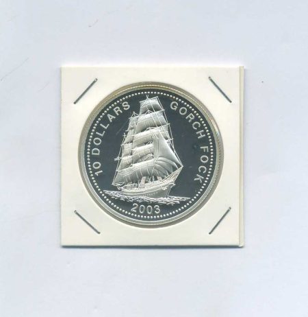 Республика Либерия 10 долларов 2003 г. Парусник Gorch Fock / Горх Фок