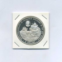Каймановы острова 5 долларов 1988 г. 500-летие открытия Америки. Христофор Колумб