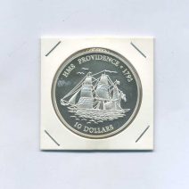 Фиджи 10 долларов 2001 г. Парусник HMS Providence