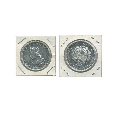 Сальвадор 1 песо 1893 г. Христофор Колумб (испанский мореплаватель). Монетный двор Сальвадор. Серебро 900 пр.