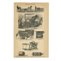 Литография. Иллюстрация "Молотилки". Российская Империя 1896 г.