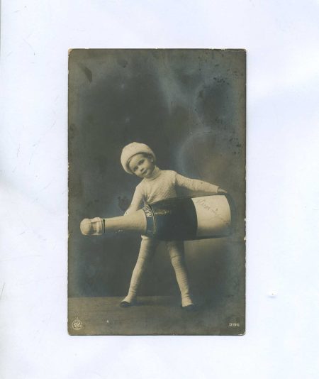 Открытка "С Новым Годом!" Мальчик с "шампанским". № 3196. Изд. NPG. Германия, XX в.