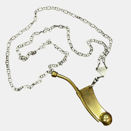 Свисток боцманский (дудка) на серебряной цепочке. Российская Империя 1908-1917 гг.