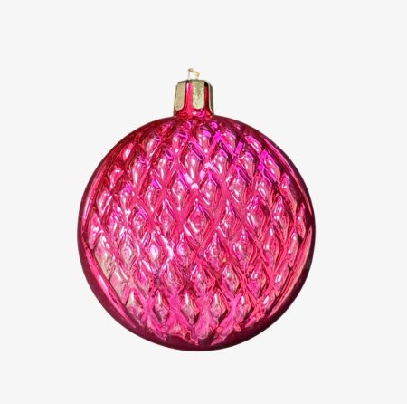 Игрушка елочная Шар граненый плоский (розовый). СССР 1980-е гг.