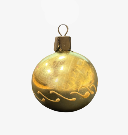 Игрушка елочная Шар желтый с росписью. СССР 1980-е гг.