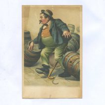 Мужчина с тростью и бочками. Изд. В пользу общины Святой Евгении, Т-во Голике и Вильборг. Российская Империя до 1917 г. Копия