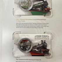 Австралия. Набор 7 монет: 50 центов 2025 г. "Паровозы-гиганты". Медно-никелевый сплав, цветная эмаль