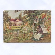 Открытка "Великая Княгиня Ольга Александровна. В саду". Alex. Vincents Kunstforlag. Российская Империя до 1917 г.