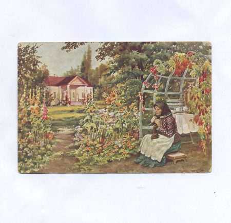 Открытка "Великая Княгиня Ольга Александровна. В саду". Alex. Vincents Kunstforlag. Российская Империя до 1917 г.