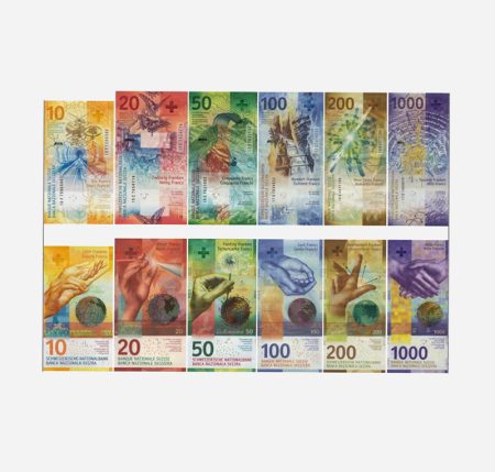 Швейцария. Набор 6 банкнот 10, 20, 50, 100, 200, 1000 франков 2016-2019 гг. Девятая серия. Швейцарский национальный банк