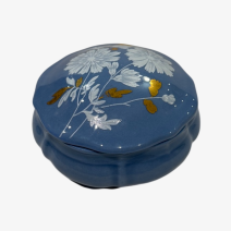 Шкатулка голубая Limoges с цветами. Франция, Лимож. Вторая половина XX в.