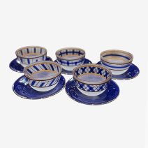 Набор из 5 стеклянных чаш с блюдцами Pierre Cardin. Япония, конец 1970-х – 1980-е гг.