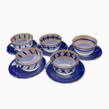 Набор из 5 стеклянных чаш с блюдцами Pierre Cardin. Япония, конец 1970-х – 1980-е гг.