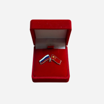 Знак "Флаги дружбы Российской Федерации - Китайской Народной Республики". Серебро. Цанг. Коробка. РФ