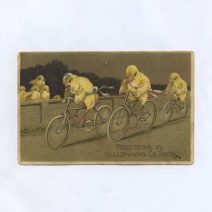 Открытка пасхальная "Поздравляю с праздником Св. Пасхи!" Цыплята на велосипедах. Изд. M.B.N. Российская Империя до 1917 г.