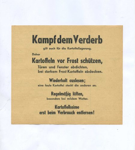 Купон «Kampf dem Verderb» на порцию картофеля и агитация по борьбе с его порчей. Германия 1944-1945 г.
