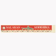 Этикетка от рыбных консерв "Корюшка в томатном соусе". Колкский рыбоконсервный завод в Колке "Запрыба", Латвия (1950-1970-е гг.)