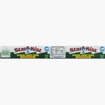 Этикетка от рыбных консерв Тунец "Star Kist. Chunk light tuna in spring water/тунец измельченный в собственном соку". USA, Long Beach