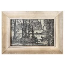 Чеботарев В.С. Осенний берег. Владивосток, 1980-е гг. Линогравюра